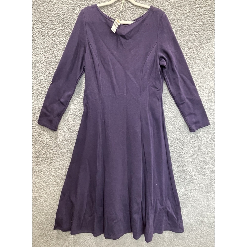 Talbots Purple Knit Fit & Flare Skater Dress Size 16 NWT